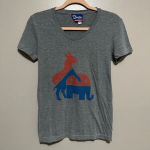 Bunker Political Democrat Donkey Elephant Graphic T-shirt Women's Medium  Grey